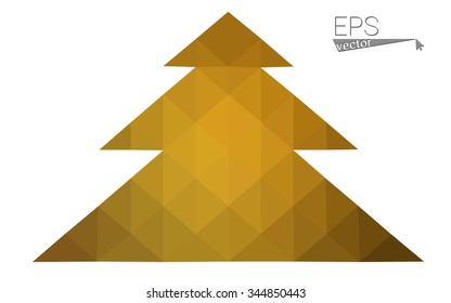 dark orange low poly style christmas tree vector illustration consisting of triangles .  triangular polygonal origami or crystal design of New Years celebration. Isolated on white background.