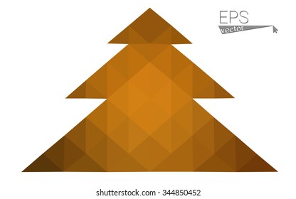 dark orange low poly style christmas tree vector illustration consisting of triangles .  triangular polygonal origami or crystal design of New Years celebration. Isolated on white background.