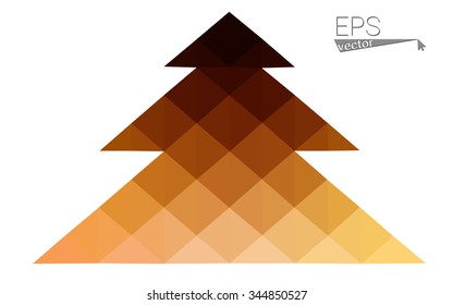 dark orange low poly style christmas tree vector illustration consisting of triangles .  triangular polygonal origami or crystal design of New Years celebration. Isolated on white background.