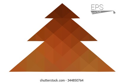 dark orange low poly style christmas tree vector illustration consisting of triangles .  triangular polygonal origami or crystal design of New Years celebration. Isolated on white background.