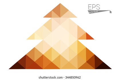 dark orange low poly style christmas tree vector illustration consisting of triangles .  triangular polygonal origami or crystal design of New Years celebration. Isolated on white background.