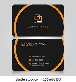 Dark Orange name card and business card with creative modern style horizontal standard size curve corner vector illustration template