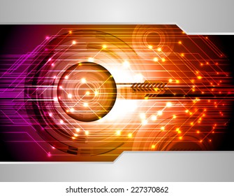 Dark orange pink red Light Abstract Technology background for computer graphic website internet and technology. circuit board. silver 