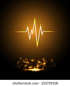 Dark orange pulse Light Abstract Technology background for computer graphic website and internet. 