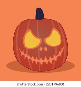 Dark orange pumpkin with smile for your design for the holiday Halloween. Vector illustration. Thanksgiving pumpkin vector illustration.  The main symbol of the Happy Halloween