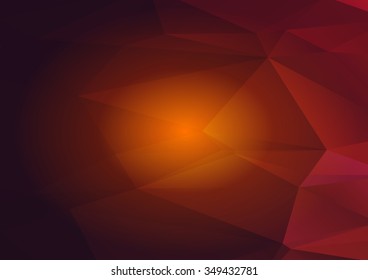 Dark Orange red abstract geometric rumpled triangular low poly style illustration graphic background. Raster polygonal design for business.