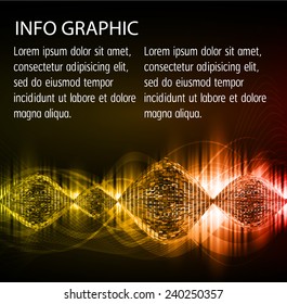 Dark orange red color Light Abstract Technology background for computer graphic website internet and business. text box. Brochure. card. sound wave.