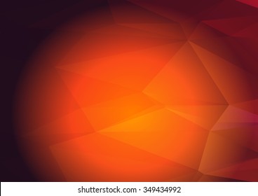 Dark Orange red with glow abstract geometric rumpled triangular low poly style illustration graphic background. Raster polygonal design for business.