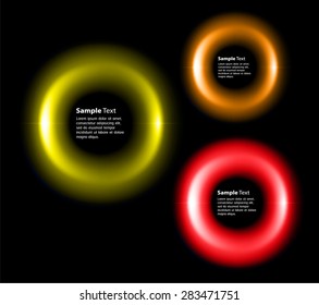 Dark orange red yellow Light circle Abstract Technology background for computer graphic website internet. text box. Brochure. card. banner. label. infographics. black background