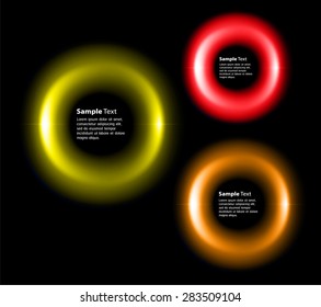 Dark orange red yellow Light circle Abstract Technology background for computer graphic website internet. text box. Brochure. card. banner. label. infographics. black background