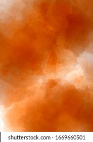 Dark orange, rusty watercolor background for design, invitations, business cards.
