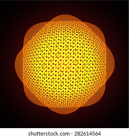 Dark orange Shining atom scheme. Vector illustration. dark background. digital. infographics. Abstract Technology background for computer graphic website internet