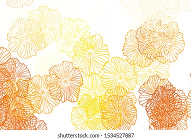 Dark Orange vector abstract background with leaves. Modern abstract illustration with flowers. Textured pattern for websites, banners.