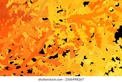 Dark Orange vector abstract design with leaves, branches. Leaves and branches with gradient on white background. Brand new design for your business.