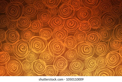 Dark Orange vector abstract doodle background. Brand-new colored illustration in blurry style with roses. The best blurred design for your business.