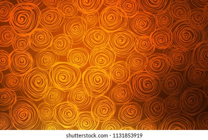 Dark Orange vector abstract doodle template. An elegant bright illustration with roses in Natural style. Hand painted design for web, leaflet, textile.