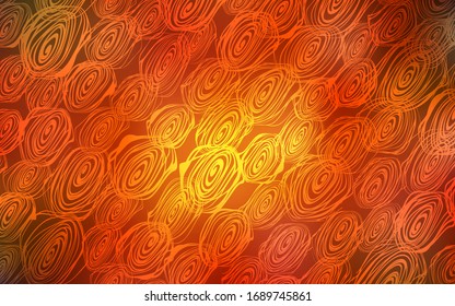 Plantilla de doodle abstracto vectorial oscuro naranja. Roses sobre fondo abstracto borroso con degradado. Nuevo diseño para su negocio.