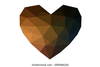 Dark Orange vector abstract glitter heart shape on white background in love concept for valentine's day with sweet and romantic moment. Polygonal design for your business.