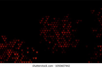 Dark Orange vector abstract lovely pattern with Hearts on white background. Happy Valentine's Day Greeting Card with small hearts. Stock template for your romantic ad, leaflet, banner.