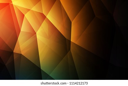 Dark Orange vector abstract mosaic pattern. Triangular geometric sample with gradient.  Triangular pattern for your design.