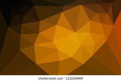 Dark Orange vector abstract mosaic background with a heart in a centre. Illustration in Origami style with gradient. Polygonal design for your web site.