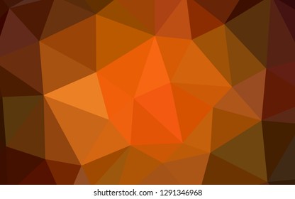 Dark Orange vector abstract mosaic background. Elegant bright polygonal illustration with gradient. Best triangular design for your business.