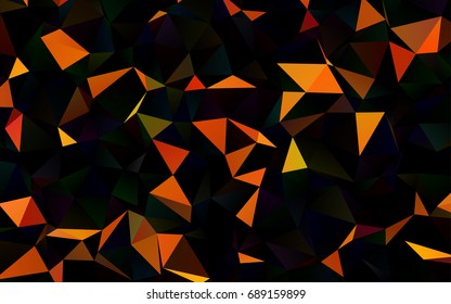 Dark Orange vector abstract mosaic pattern. Triangular geometric sample with gradient.  The best triangular design for your business.