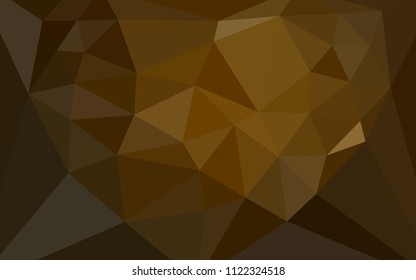 Dark Orange vector abstract polygonal background with a heart in a centre. Illustration in mosaic style with gradient.  Template for cell phone's backgrounds.