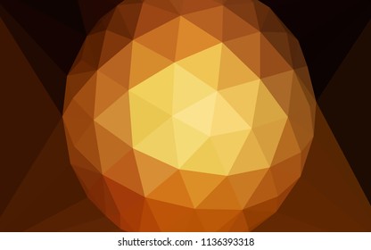 Dark Orange vector abstract polygonal background with a gem in a centre. Colorful abstract illustration with triangles. Best triangular design for your business.