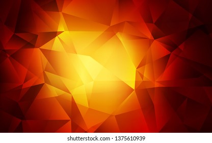 Dark Orange vector abstract polygonal background. Shining polygonal illustration, which consist of triangles. Completely new template for your banner.