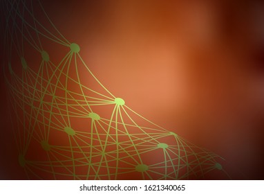 Dark Orange vector backdrop with artificial intelligence data. Shining illustration with AI shapes on abstract template. Design for depiction of cyber innovations.