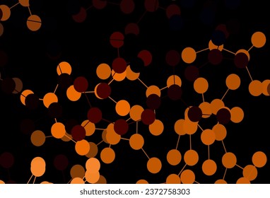 Dark Orange vector backdrop with artificial intelligence data. Abstract illustration with links and dots of AI. Template for ads of intellect, innovations.