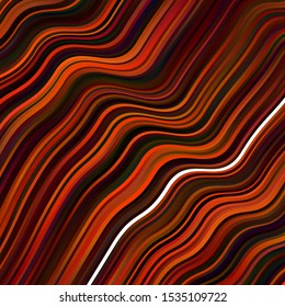 Dark Orange vector backdrop with bent lines. Bright sample with colorful bent lines, shapes. Pattern for commercials, ads.