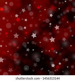 Dark Orange vector backdrop with circles, stars. Colorful illustration with gradient dots, stars. Template for business cards, websites.