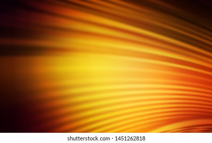 Dark Orange vector backdrop with curved lines. Glitter abstract illustration with wry lines. Colorful wave pattern for your design.