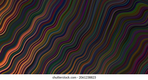Fondo vectorial oscuro naranja con líneas curvadas. Ilustración abstracta circunfleja con gradiente. Patrón elegante para un libro de marca.
