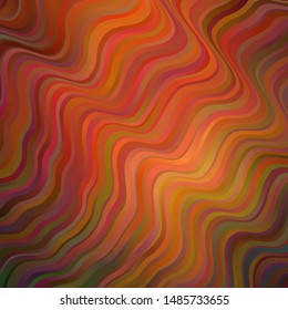 Dark Orange vector backdrop with curves. Colorful illustration in circular style with lines. Pattern for ads, commercials.