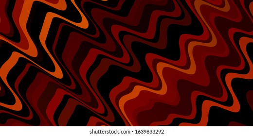 Dark Orange vector backdrop with curves. Abstract illustration with bandy gradient lines. Pattern for business booklets, leaflets