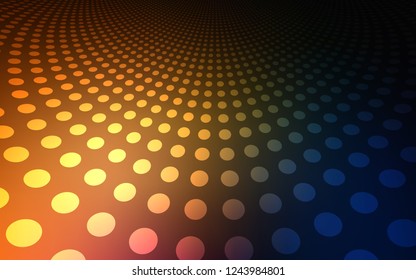 Dark Orange vector backdrop with dots. Modern abstract illustration with colorful water drops. Pattern can be used for futuristic ad, booklets.