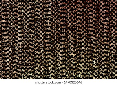 Dark Orange vector backdrop with english symbols. Blurred design in simple style with signs of alphabet. Smart design for promotion of university.