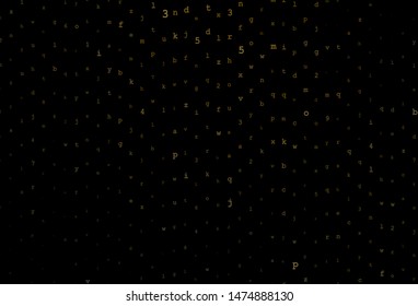 Dark Orange vector backdrop with english symbols. Abstract illustration with colored latin alphabet. Best design for a college poster, banner.