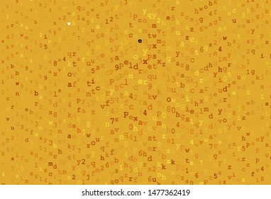 Dark Orange vector backdrop with english symbols. Shining colorful illustration with isolated letters. Pattern for school, grammar websites.