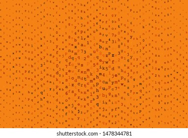 Dark Orange vector backdrop with english symbols. Shining illustration with ABC symbols on abstract template. Pattern for ads, poster, banner of books.