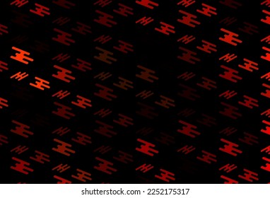 Fondo vector oscuro naranja con líneas largas. Ilustración abstracta brillante con palos de color. Patrón de folletos y folletos comerciales.