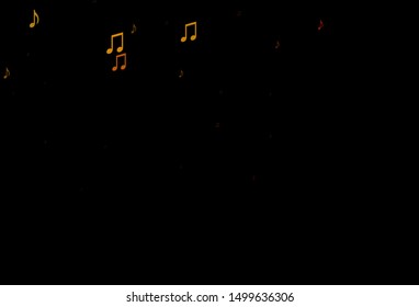 Dark Orange vector backdrop with music notes. Isolated colorful music keys on abstract background. Pattern for festival leaflets.