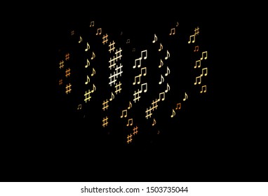 Dark Orange vector backdrop with music notes. Isolated colorful music keys on abstract background. Pattern for websites of musitians.