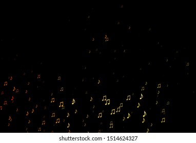 Dark Orange vector backdrop with music notes. Abstract illustration with colorful symbols of melody. Template for fasion magazines.