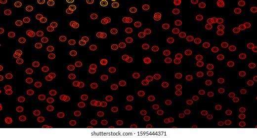 Dark Orange vector backdrop with mystery symbols. Colorful mystic symbols with a gradient in ancient style. Design for magic, spiritual events.