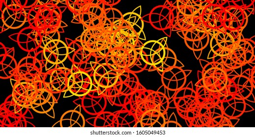 Dark Orange vector backdrop with mystery symbols. Colorful mystic symbols with a gradient in ancient style. Best design halloween events.