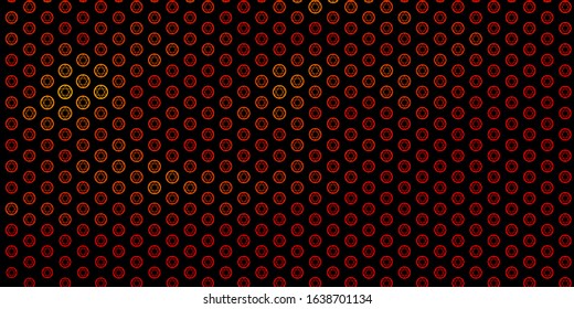 Dark Orange vector backdrop with mystery symbols. Colorful mystic symbols with a gradient in ancient style. Simple design for occult depiction.